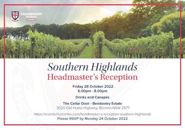 Invitation from the Headmaster: Southern Highlands Reception