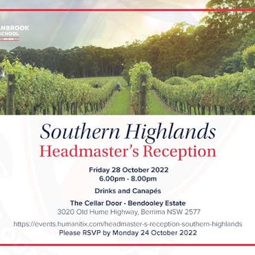 Invitation from the Headmaster: Southern Highlands Reception